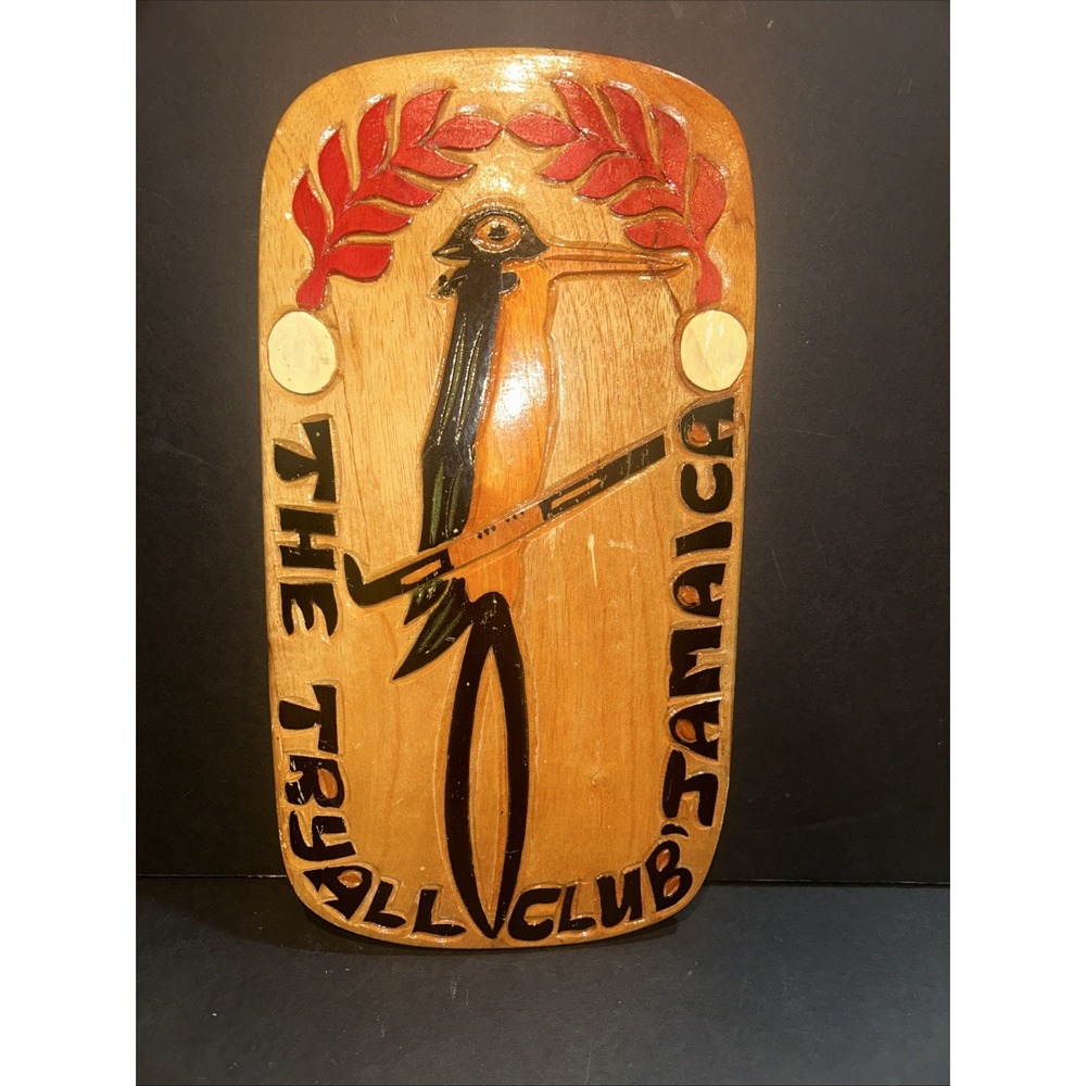 Jamaica Jamaican Hand Carved Wood  Wall‎ Hanging Face 15" Mask Caribbean